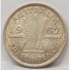AUSTRALIA 1952 . THREEPENCE . UNCIRCULATED